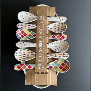 DEMDACO Confetti Melamine Ice Cream Bowl with 6 Spoons; DEMDACO Sundae Bowl